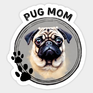 Pug Dog Mom Dog Breed Portrait Sticker